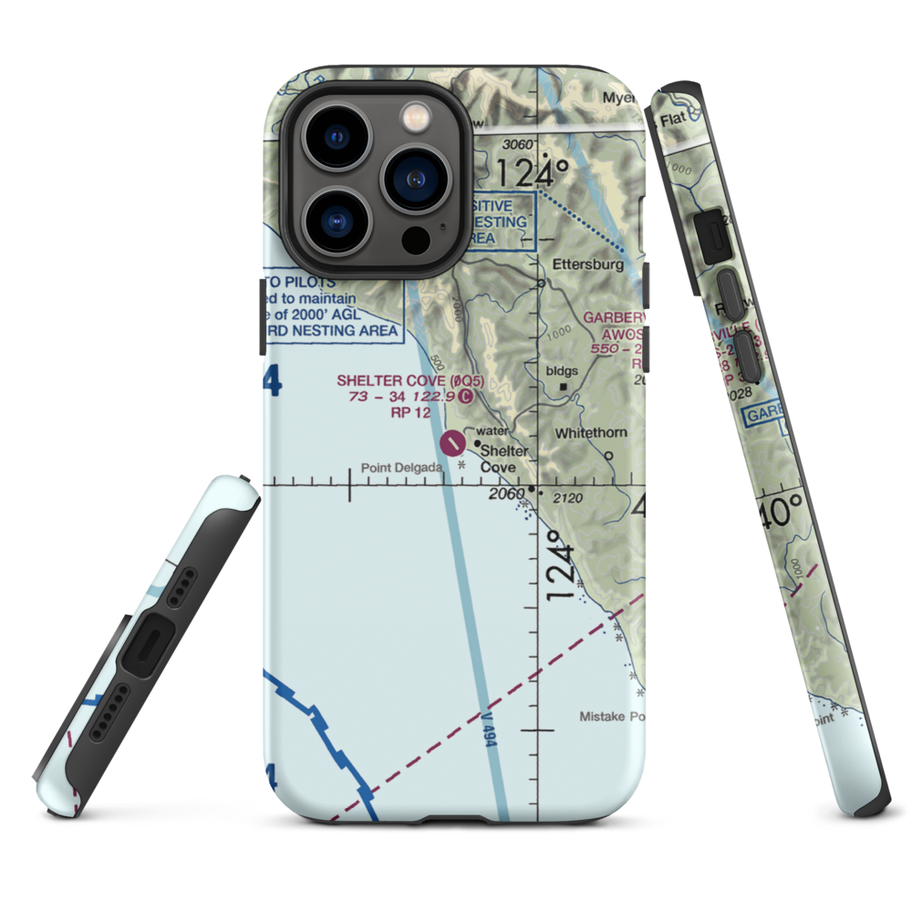 Shelter Cove Airport (0Q5) VFR Sectional  Tough iPhone Case iPhone 13 Pro Max model shown