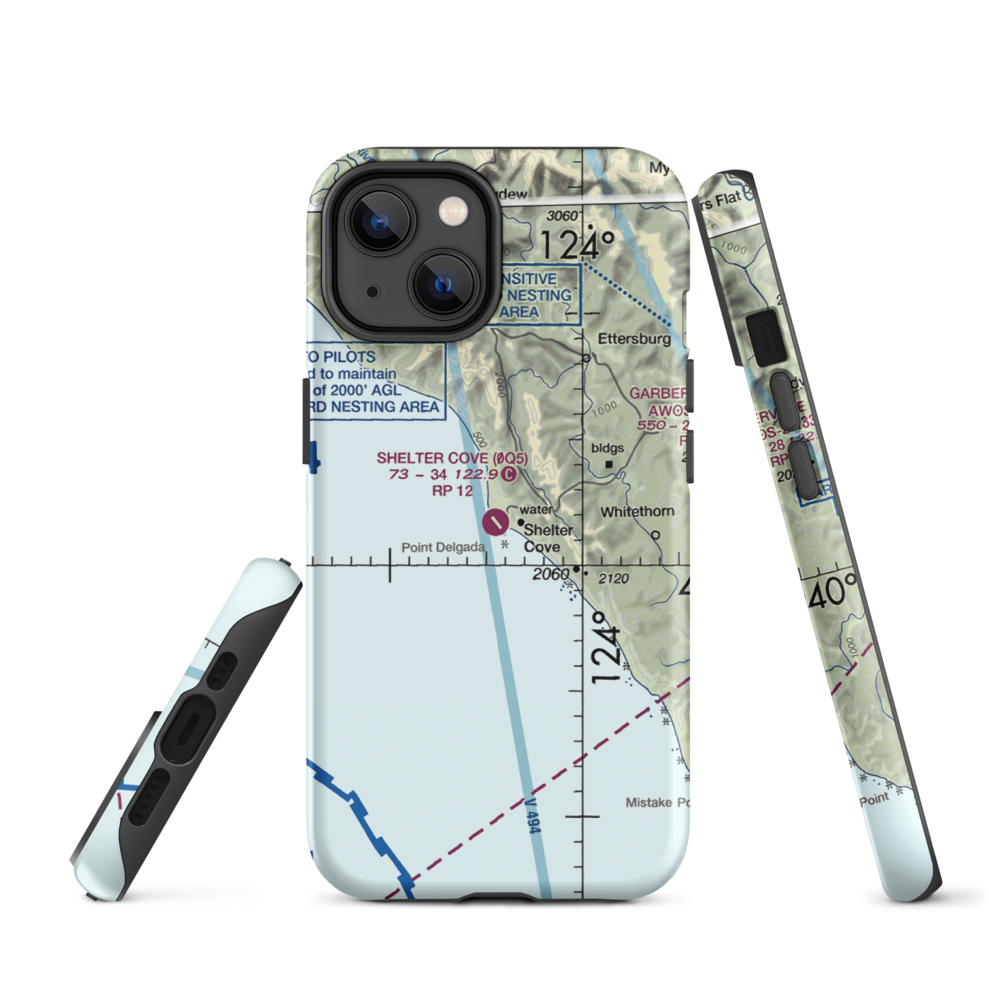 Shelter Cove Airport (0Q5) VFR Sectional  Tough iPhone Case iPhone 14 model shown