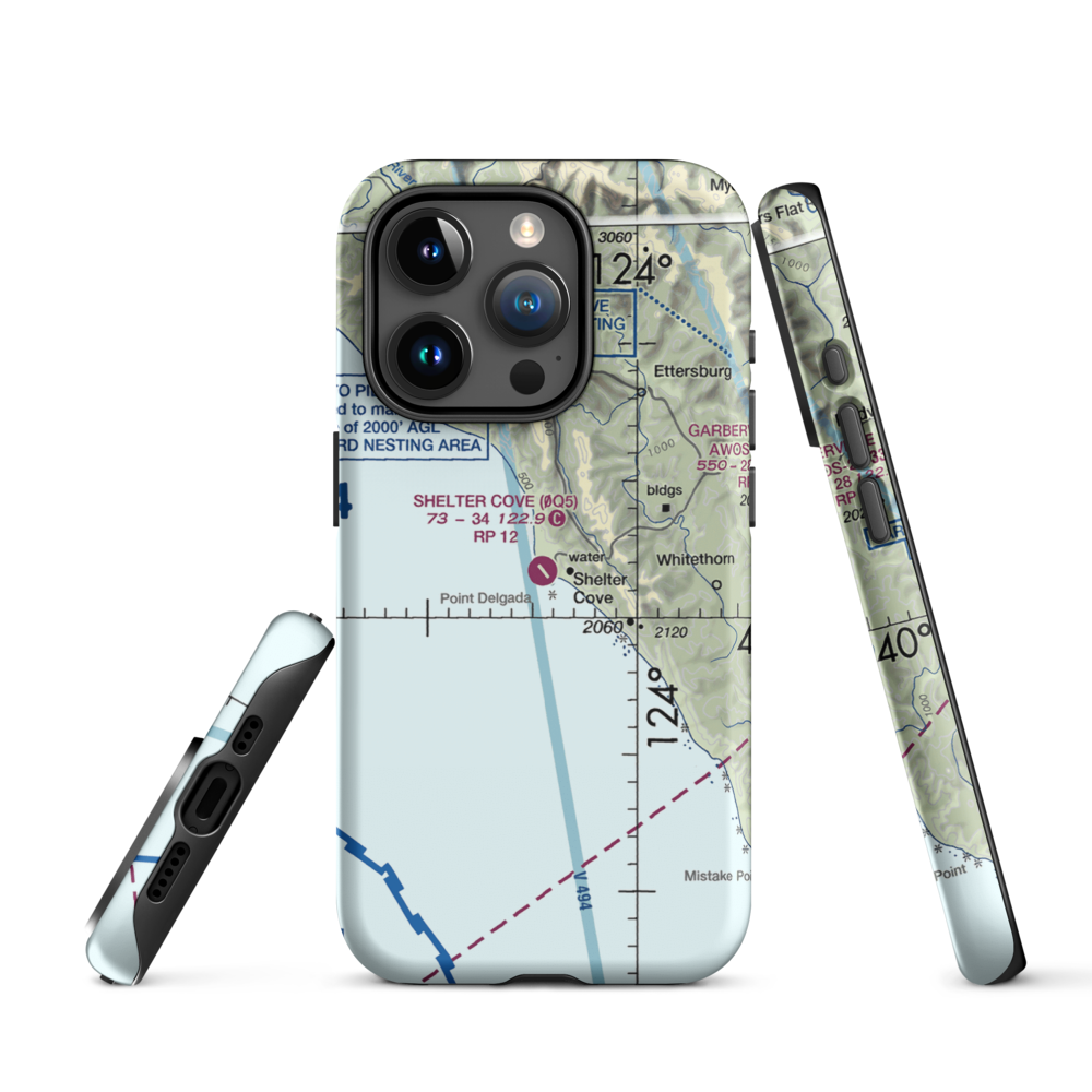 Shelter Cove Airport (0Q5) VFR Sectional  Tough iPhone Case iPhone 15 Pro model shown