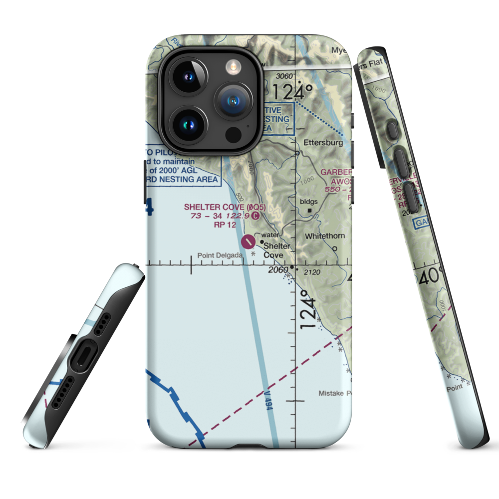 Shelter Cove Airport (0Q5) VFR Sectional  Tough iPhone Case iPhone 15 Pro Max model shown