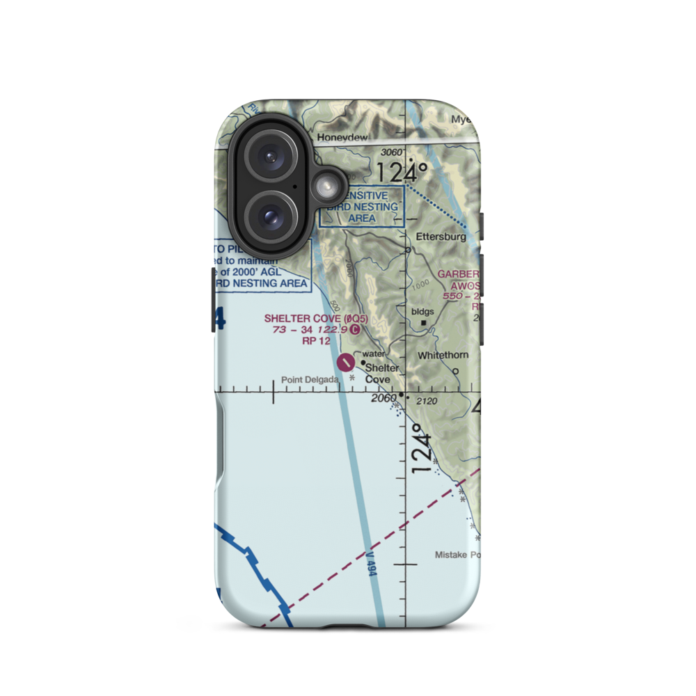 Shelter Cove Airport (0Q5) VFR Sectional  Tough iPhone Case iPhone 16 model shown