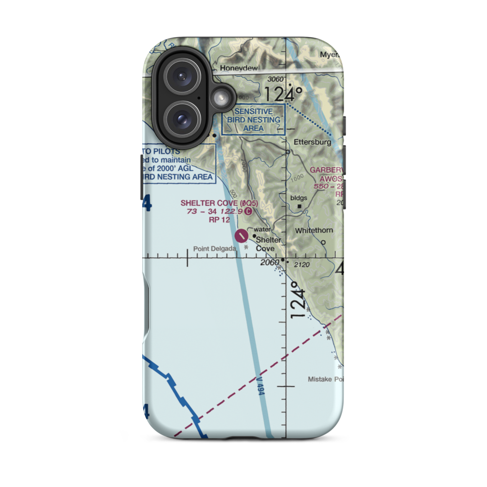 Shelter Cove Airport (0Q5) VFR Sectional  Tough iPhone Case iPhone 16 Plus model shown