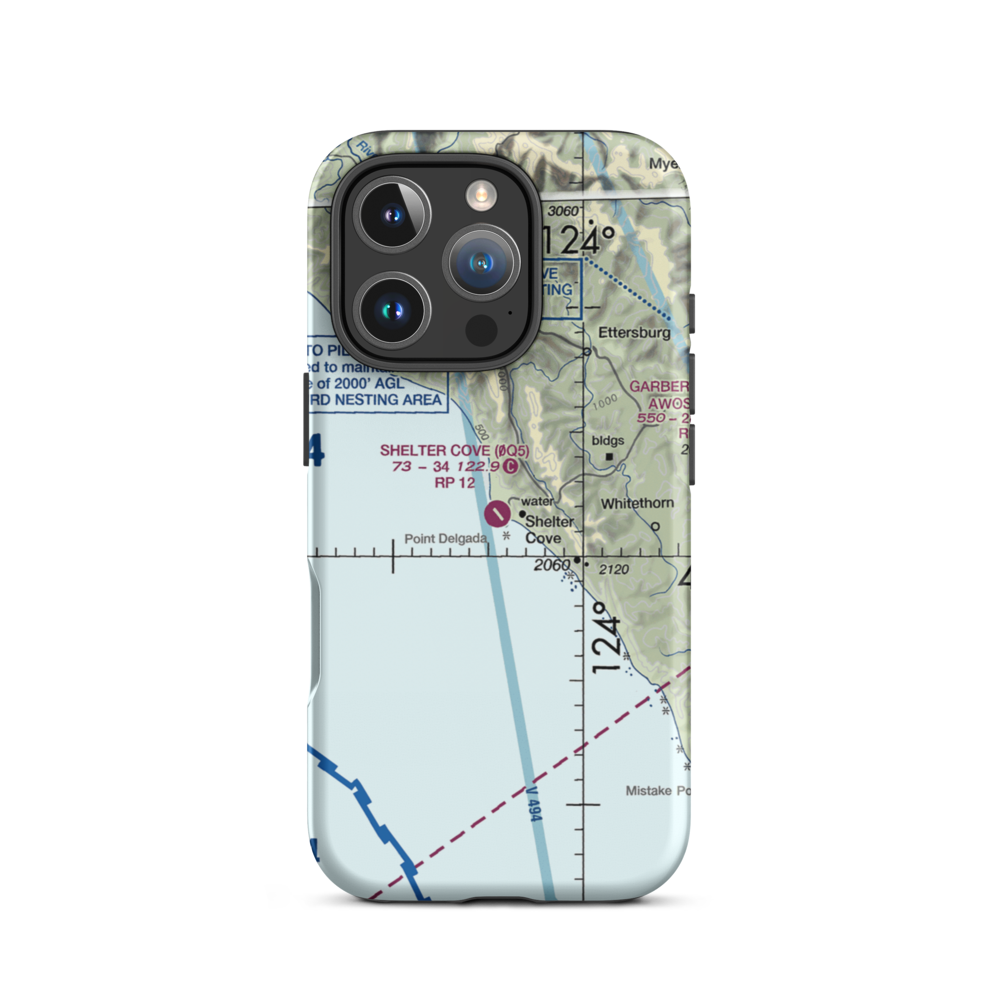 Shelter Cove Airport (0Q5) VFR Sectional  Tough iPhone Case iPhone 16 Pro model shown