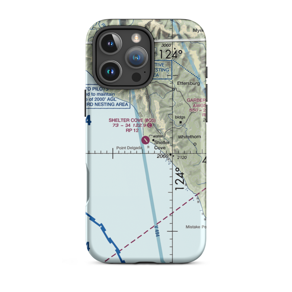 Shelter Cove Airport (0Q5) VFR Sectional  Tough iPhone Case iPhone 16 Pro Max model shown