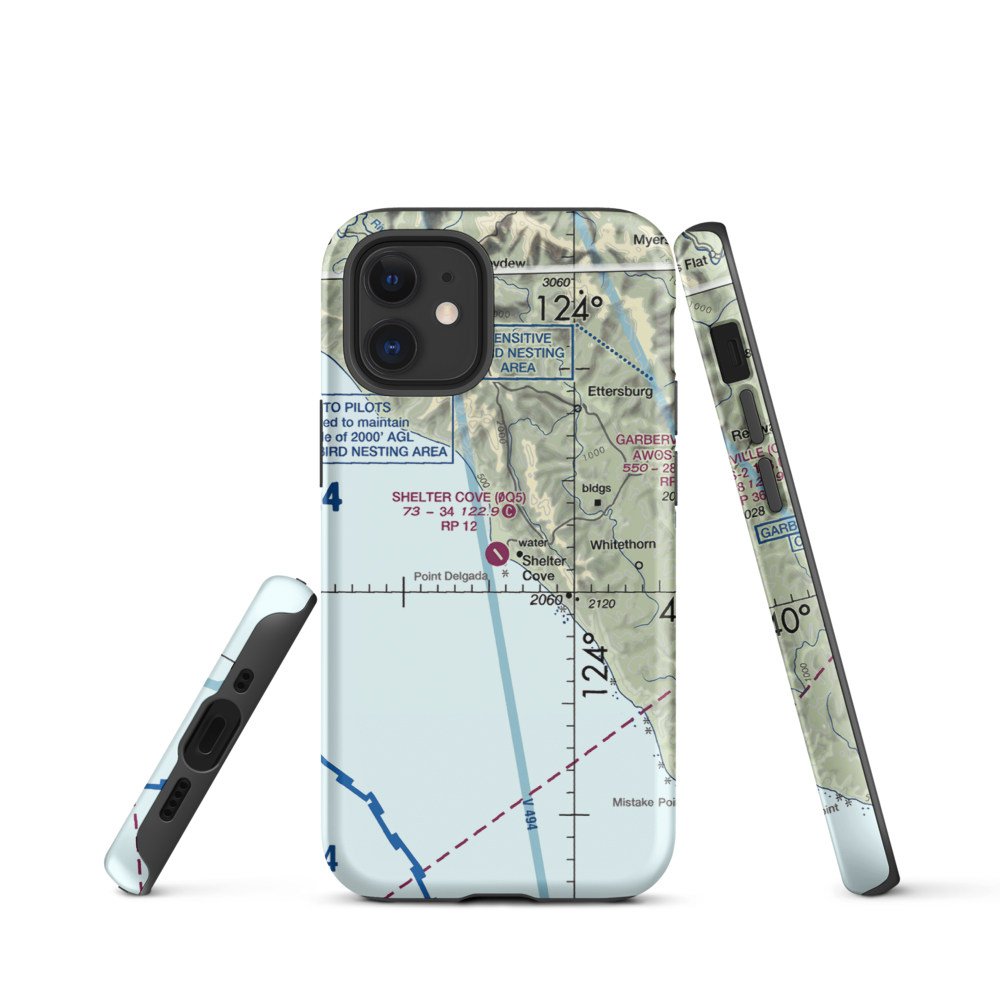Shelter Cove Airport (0Q5) VFR Sectional  Tough iPhone Case iPhone 12 mini model shown