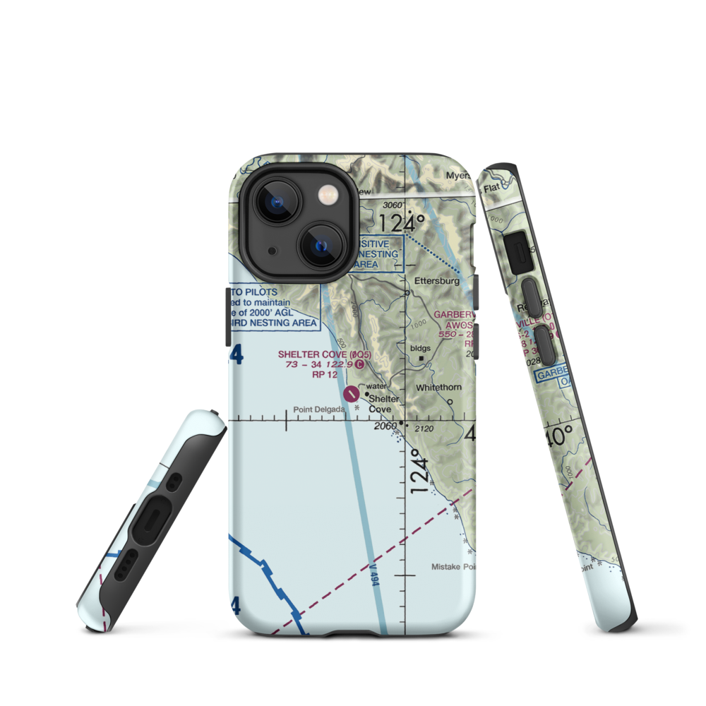 Shelter Cove Airport (0Q5) VFR Sectional  Tough iPhone Case iPhone 13 mini model shown