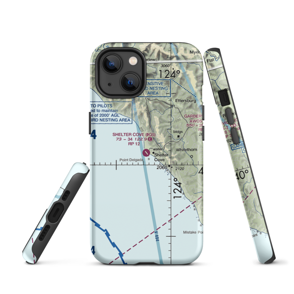 Shelter Cove Airport (0Q5) VFR Sectional  Tough iPhone Case iPhone 13 model shown