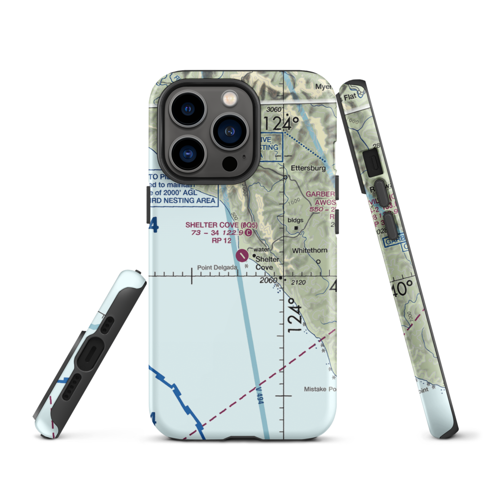 Shelter Cove Airport (0Q5) VFR Sectional  Tough iPhone Case iPhone 13 Pro model shown