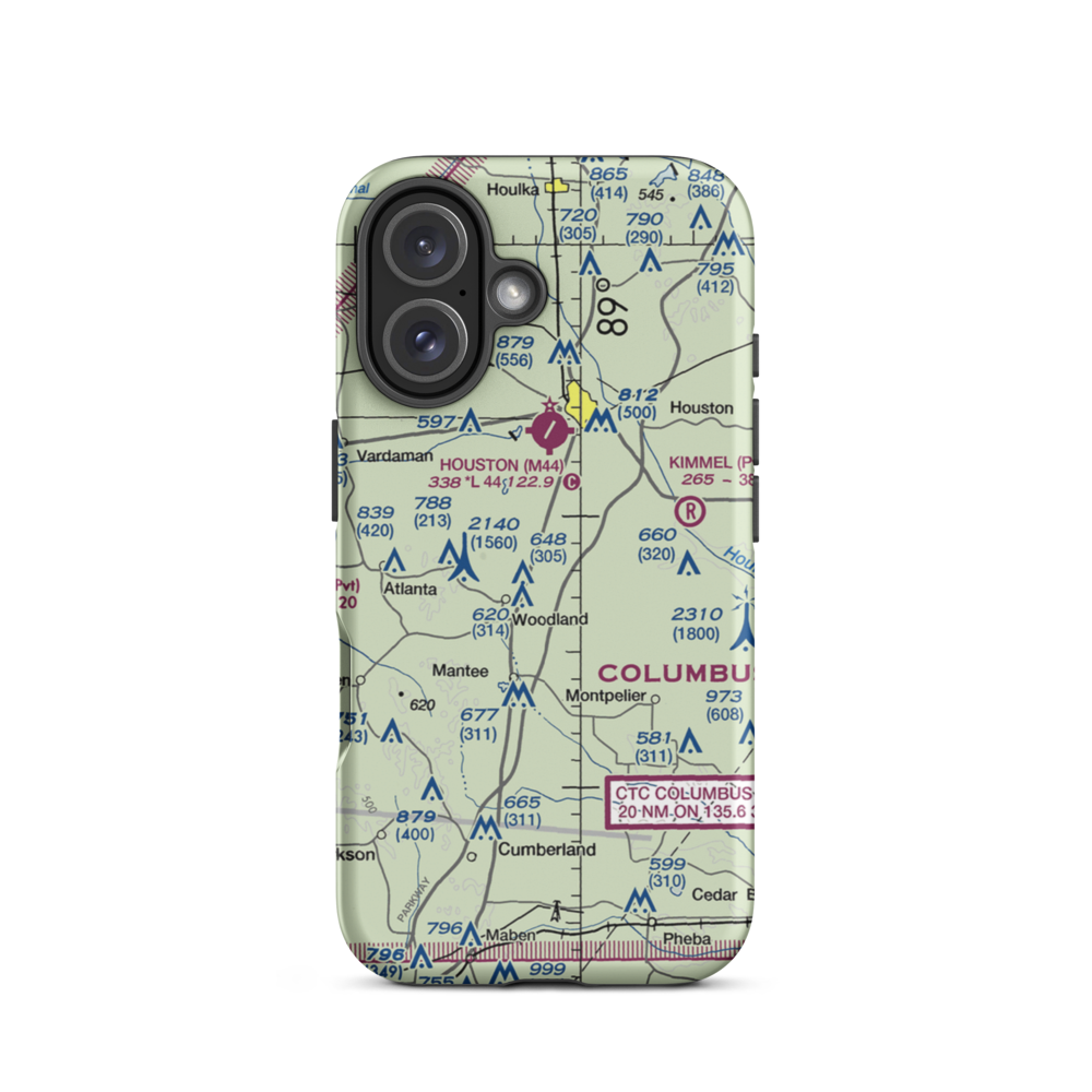 Shenandoah Valley Farms Airport (0MS9) VFR Sectional  Tough iPhone Case iPhone 16 model shown
