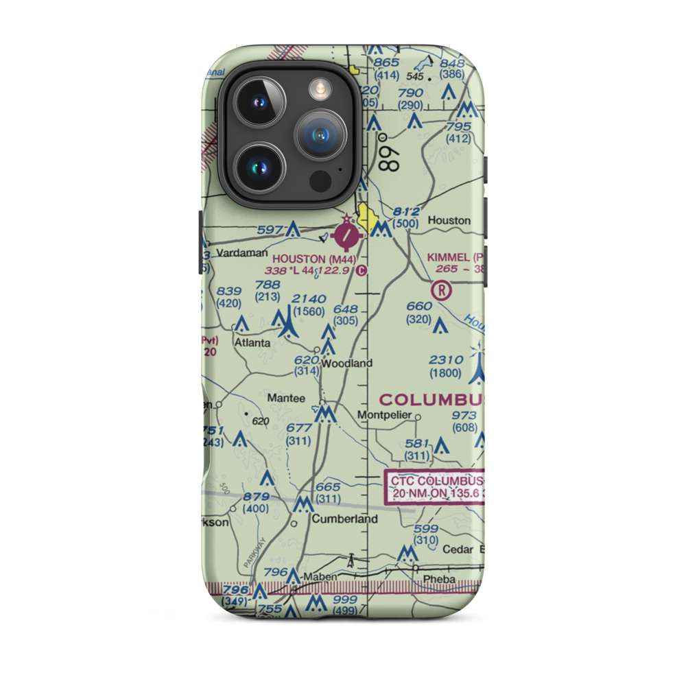 Shenandoah Valley Farms Airport (0MS9) VFR Sectional  Tough iPhone Case iPhone 16 Pro Max model shown