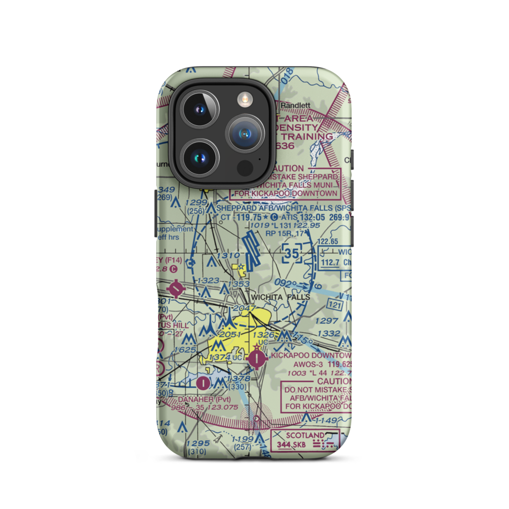 Sheppard Air Force Base-Wichita Falls Municipal Airport (SPS) VFR Sectional  Tough iPhone Case iPhone 16 Pro model shown