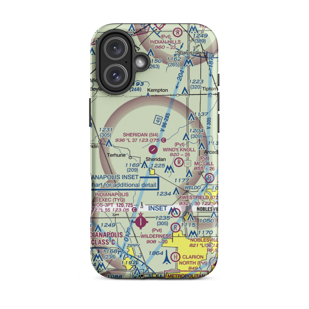 Sheridan Airport (5I4) VFR Sectional  Tough iPhone Case iPhone 16 Plus model shown