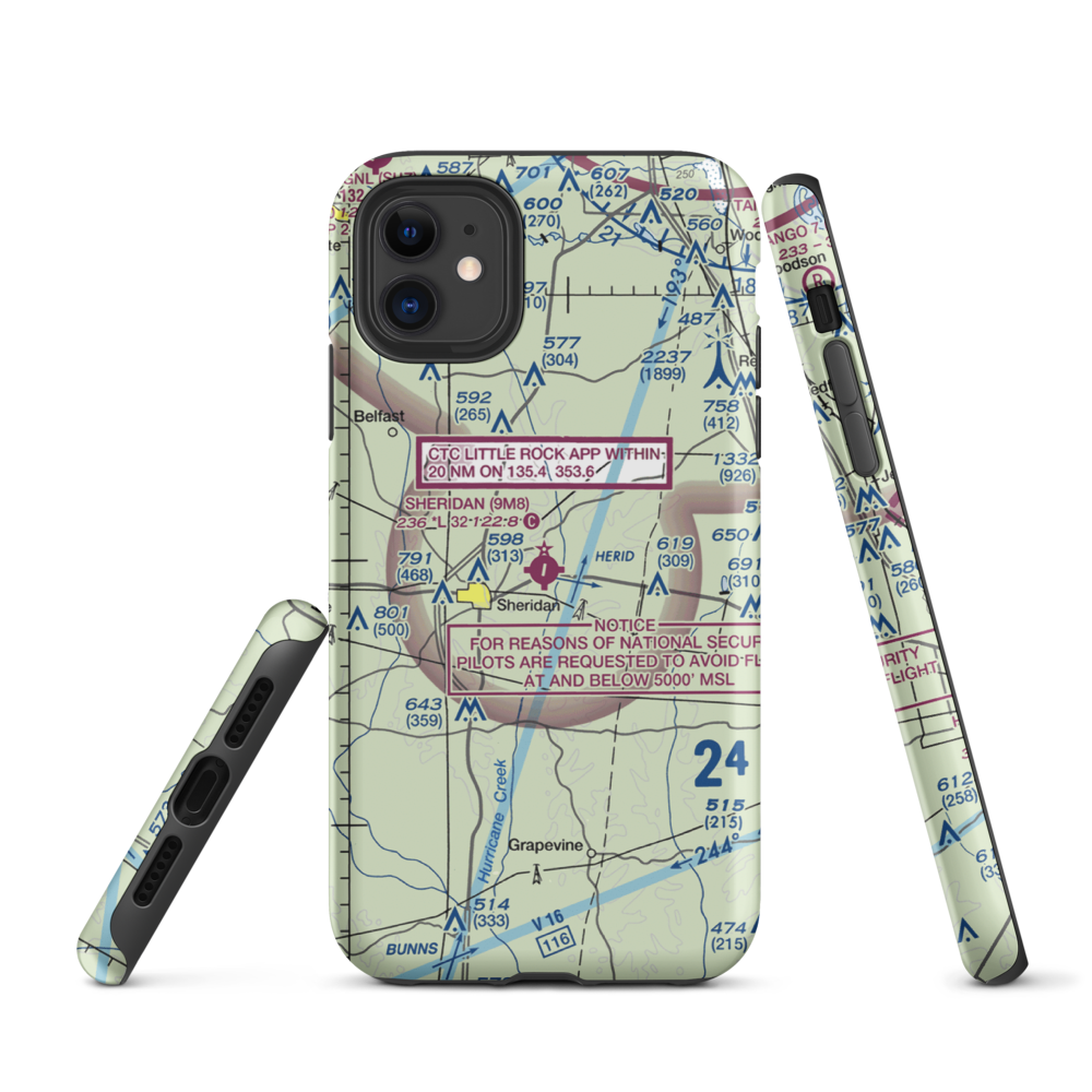 Sheridan Municipal Airport (9M8) VFR Sectional  Tough iPhone Case iPhone 11 model shown