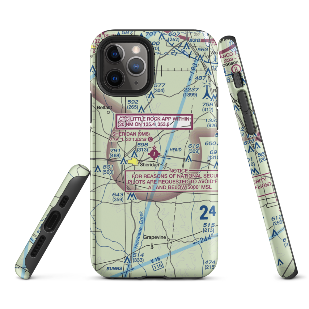 Sheridan Municipal Airport (9M8) VFR Sectional  Tough iPhone Case iPhone 11 Pro model shown