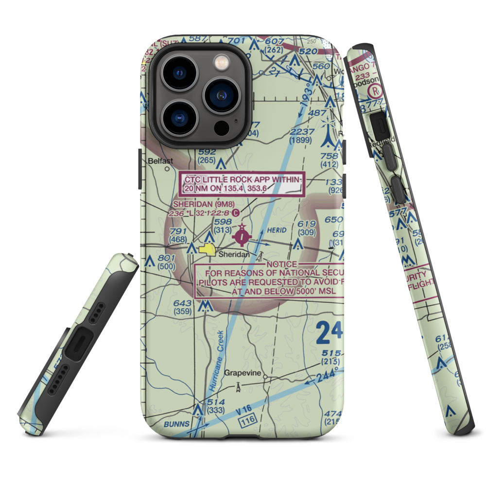 Sheridan Municipal Airport (9M8) VFR Sectional  Tough iPhone Case iPhone 13 Pro Max model shown