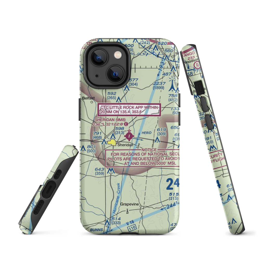 Sheridan Municipal Airport (9M8) VFR Sectional  Tough iPhone Case iPhone 14 model shown