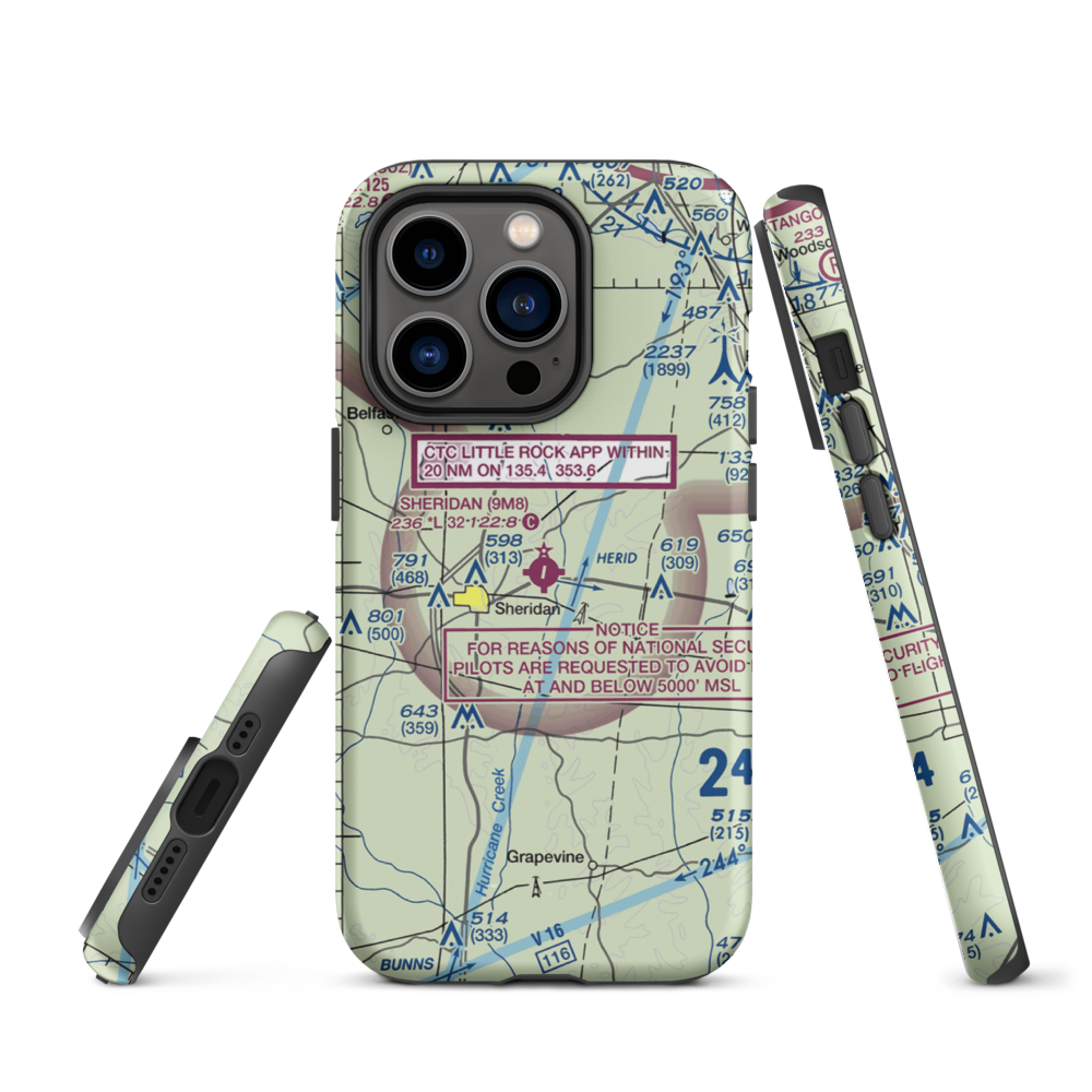 Sheridan Municipal Airport (9M8) VFR Sectional  Tough iPhone Case iPhone 14 Pro model shown