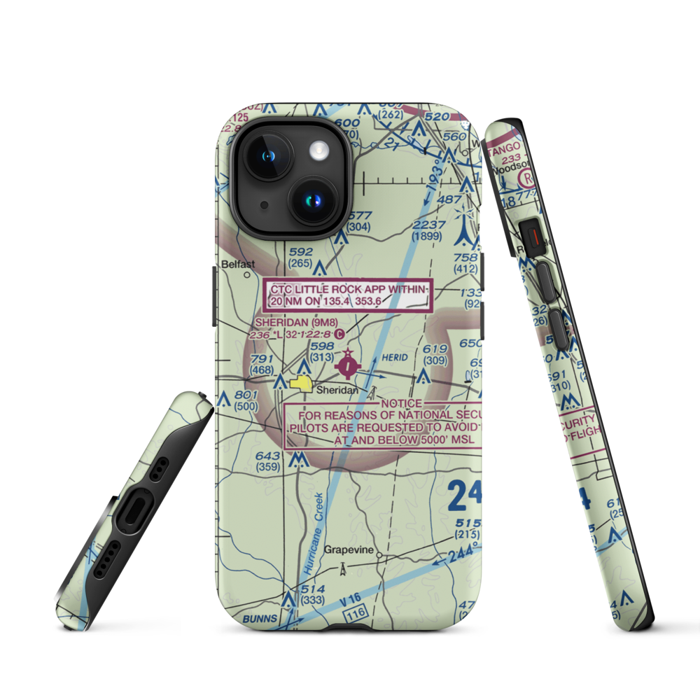 Sheridan Municipal Airport (9M8) VFR Sectional  Tough iPhone Case iPhone 15 model shown