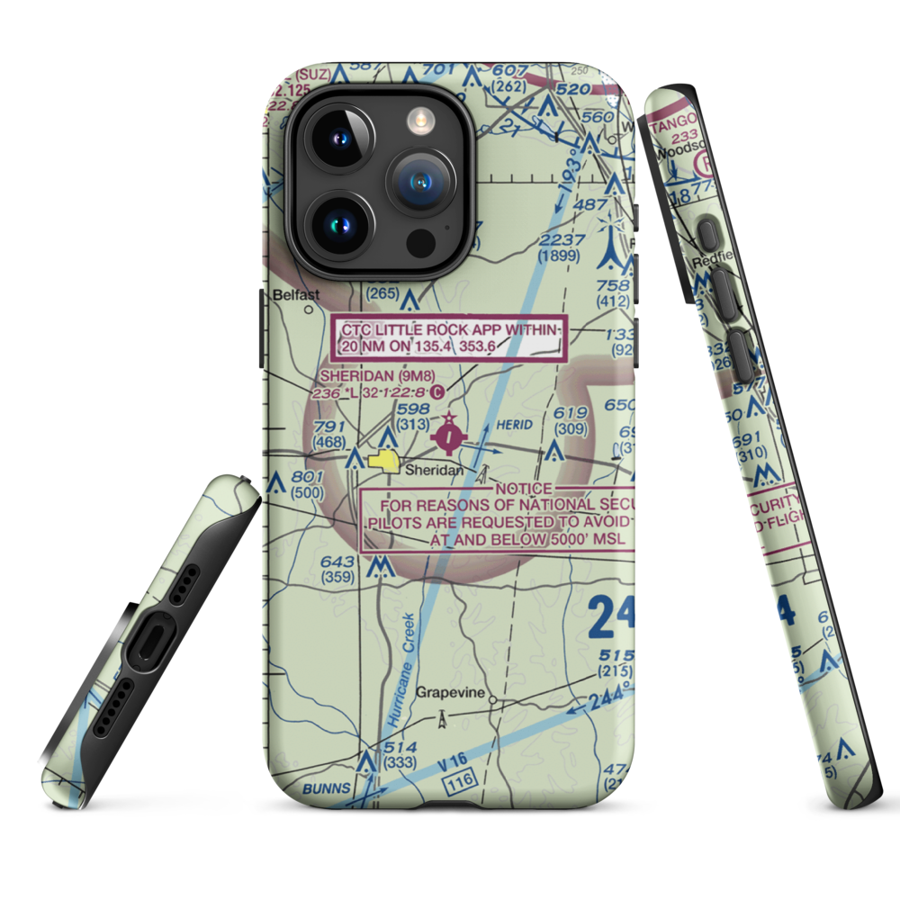 Sheridan Municipal Airport (9M8) VFR Sectional  Tough iPhone Case iPhone 15 Pro Max model shown