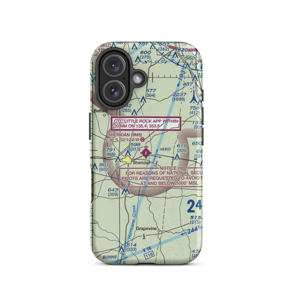 Sheridan Municipal Airport (9M8) VFR Sectional  Tough iPhone Case iPhone 16 model shown