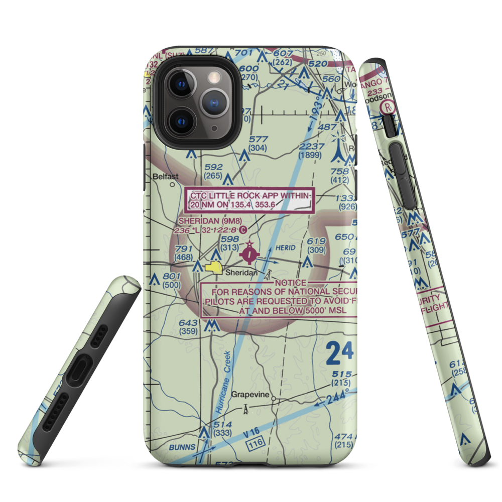 Sheridan Municipal Airport (9M8) VFR Sectional  Tough iPhone Case iPhone 11 Pro Max model shown