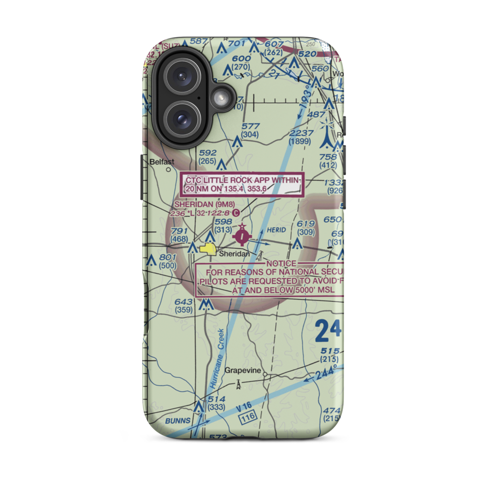 Sheridan Municipal Airport (9M8) VFR Sectional  Tough iPhone Case iPhone 16 Plus model shown