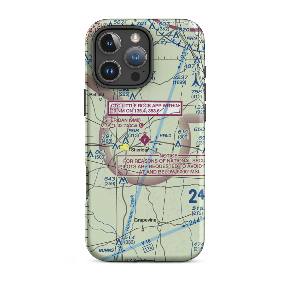 Sheridan Municipal Airport (9M8) VFR Sectional  Tough iPhone Case iPhone 16 Pro Max model shown