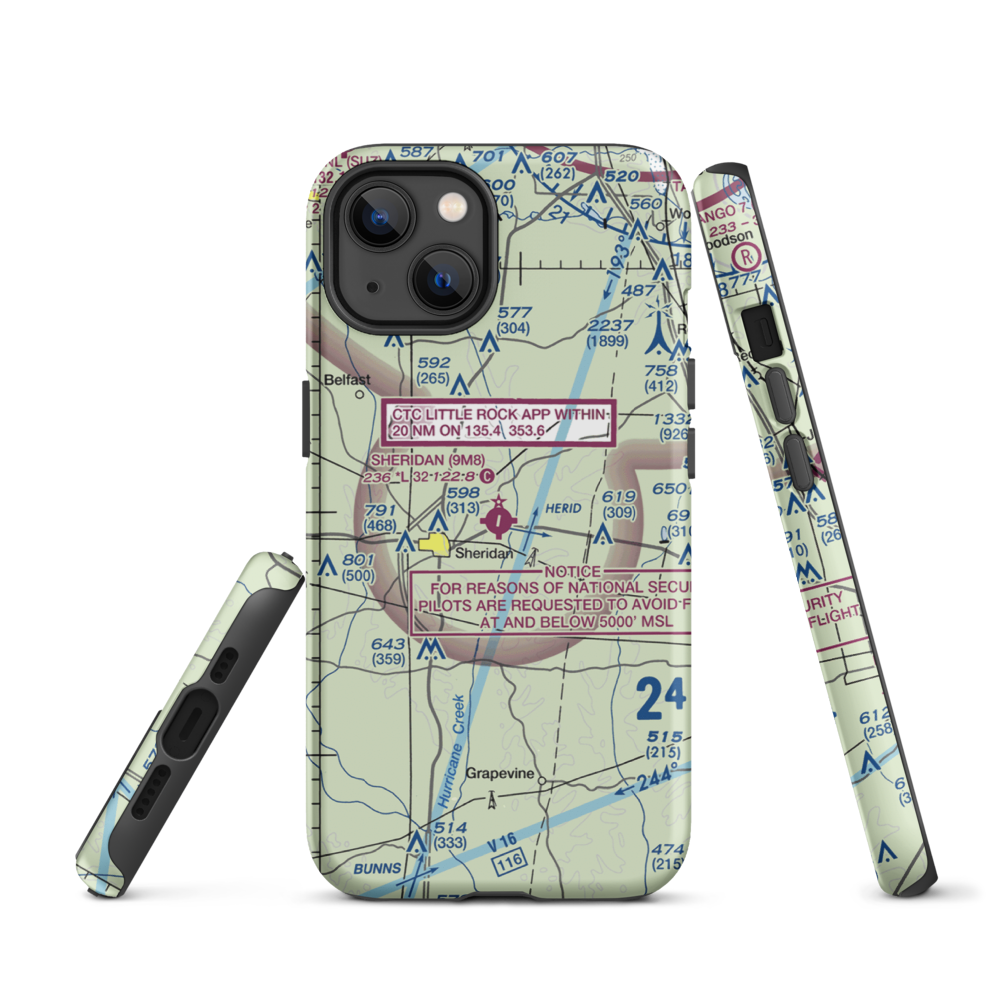 Sheridan Municipal Airport (9M8) VFR Sectional  Tough iPhone Case iPhone 13 model shown