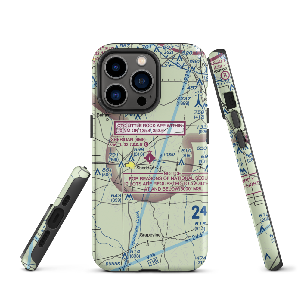 Sheridan Municipal Airport (9M8) VFR Sectional  Tough iPhone Case iPhone 13 Pro model shown