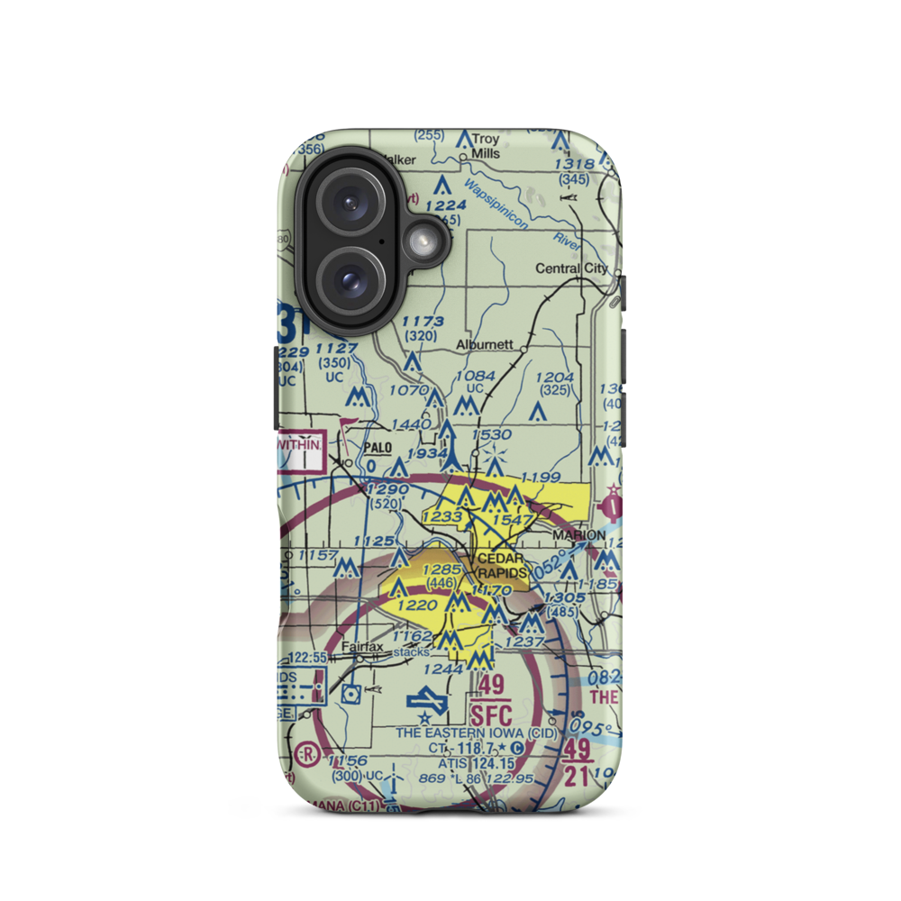 Sherman Airport (IA28) VFR Sectional  Tough iPhone Case iPhone 16 model shown