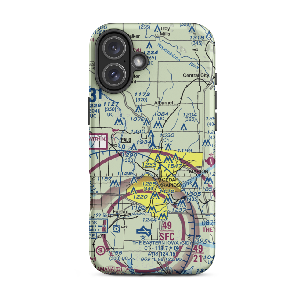 Sherman Airport (IA28) VFR Sectional  Tough iPhone Case iPhone 16 Plus model shown