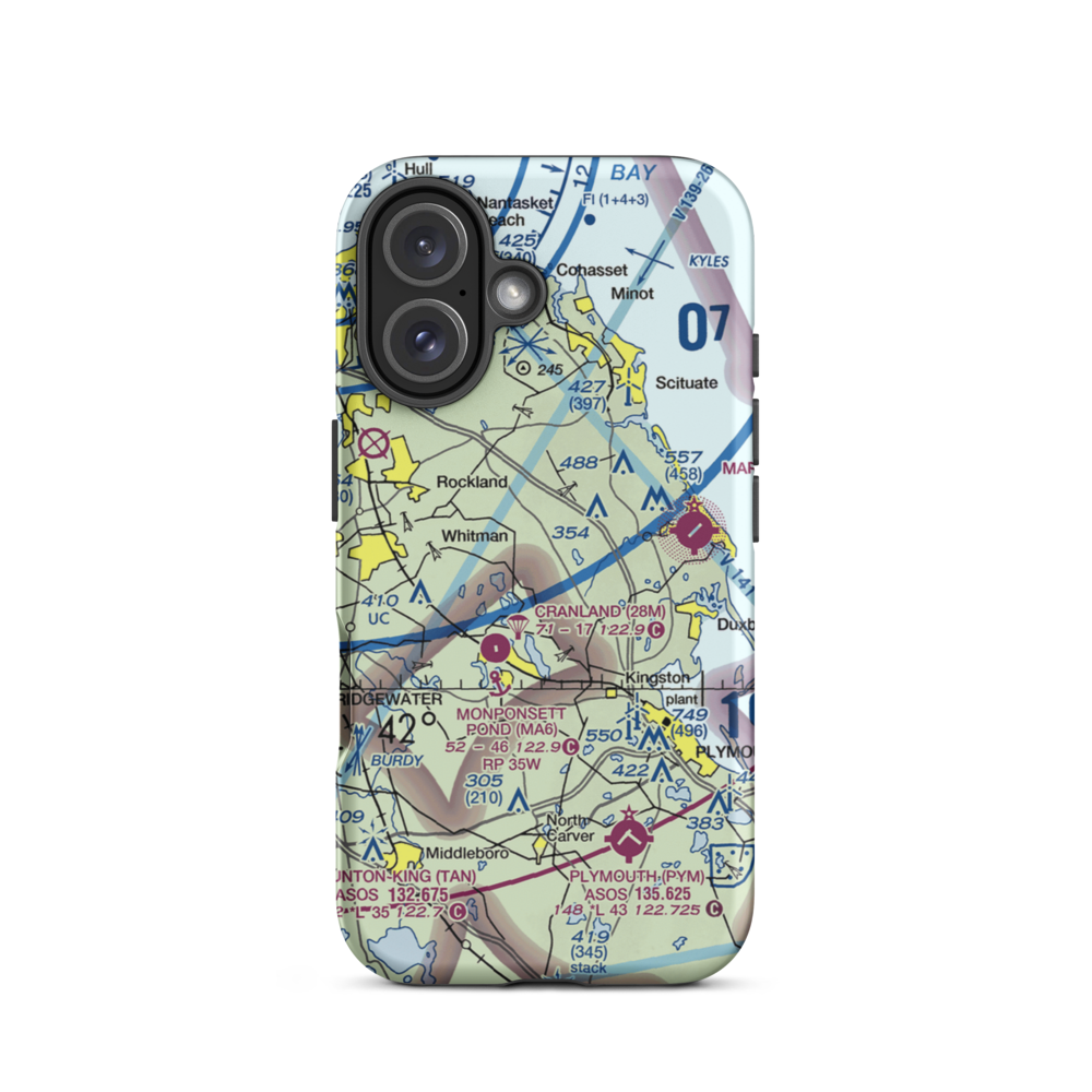 Sherman-Private Airport (MA63) VFR Sectional  Tough iPhone Case iPhone 16 model shown