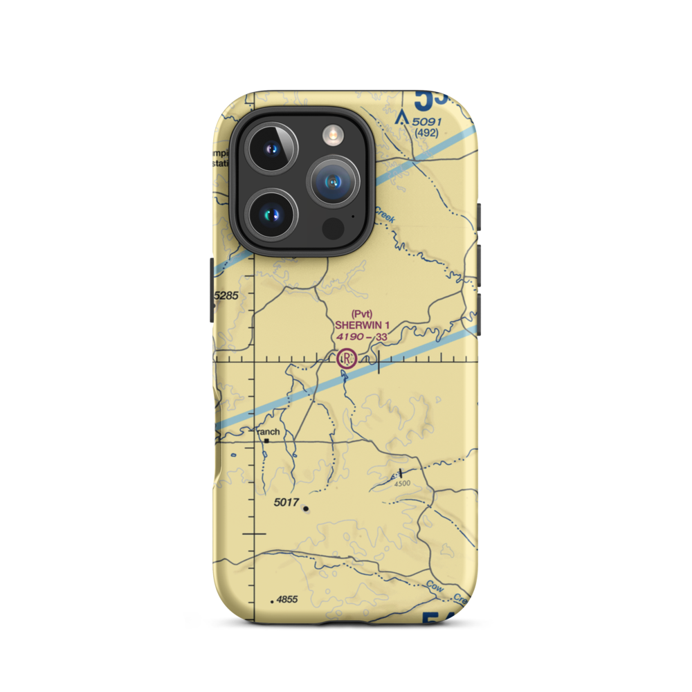 Sherwin Field Nr 1 Airport (WY09) VFR Sectional  Tough iPhone Case iPhone 16 Pro model shown