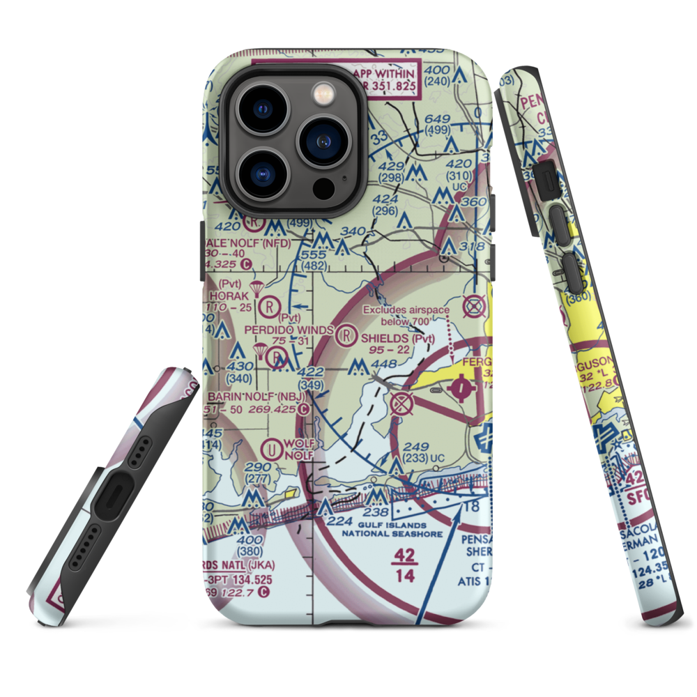 Shields Airport (AL55) VFR Sectional  Tough iPhone Case iPhone 14 Pro Max model shown