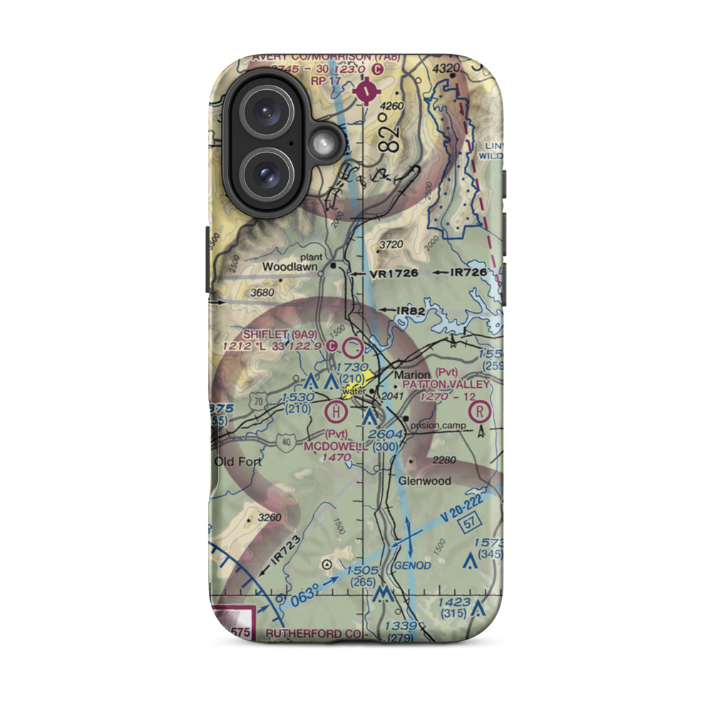 Shiflet Field (9A9) VFR Sectional  Tough iPhone Case iPhone 16 Plus model shown