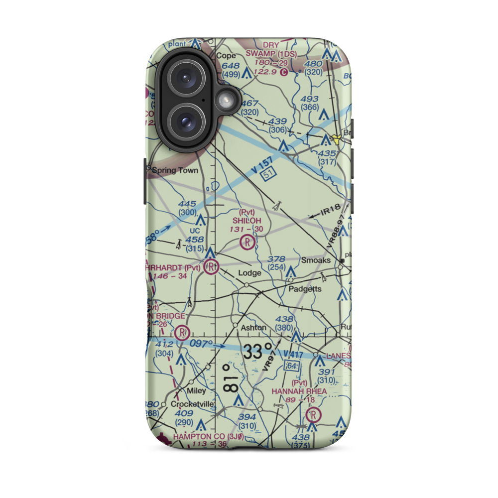 Shiloh Plantation Airport (SC69) VFR Sectional  Tough iPhone Case iPhone 16 Plus model shown