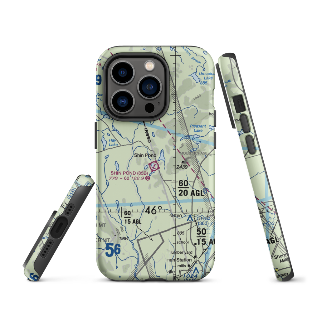 Shin Pond Seaplane Base (85B) VFR Sectional  Tough iPhone Case iPhone 14 Pro model shown