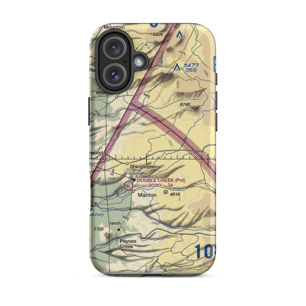 Shingletown Airport (0Q6) VFR Sectional  Tough iPhone Case iPhone 16 Plus model shown