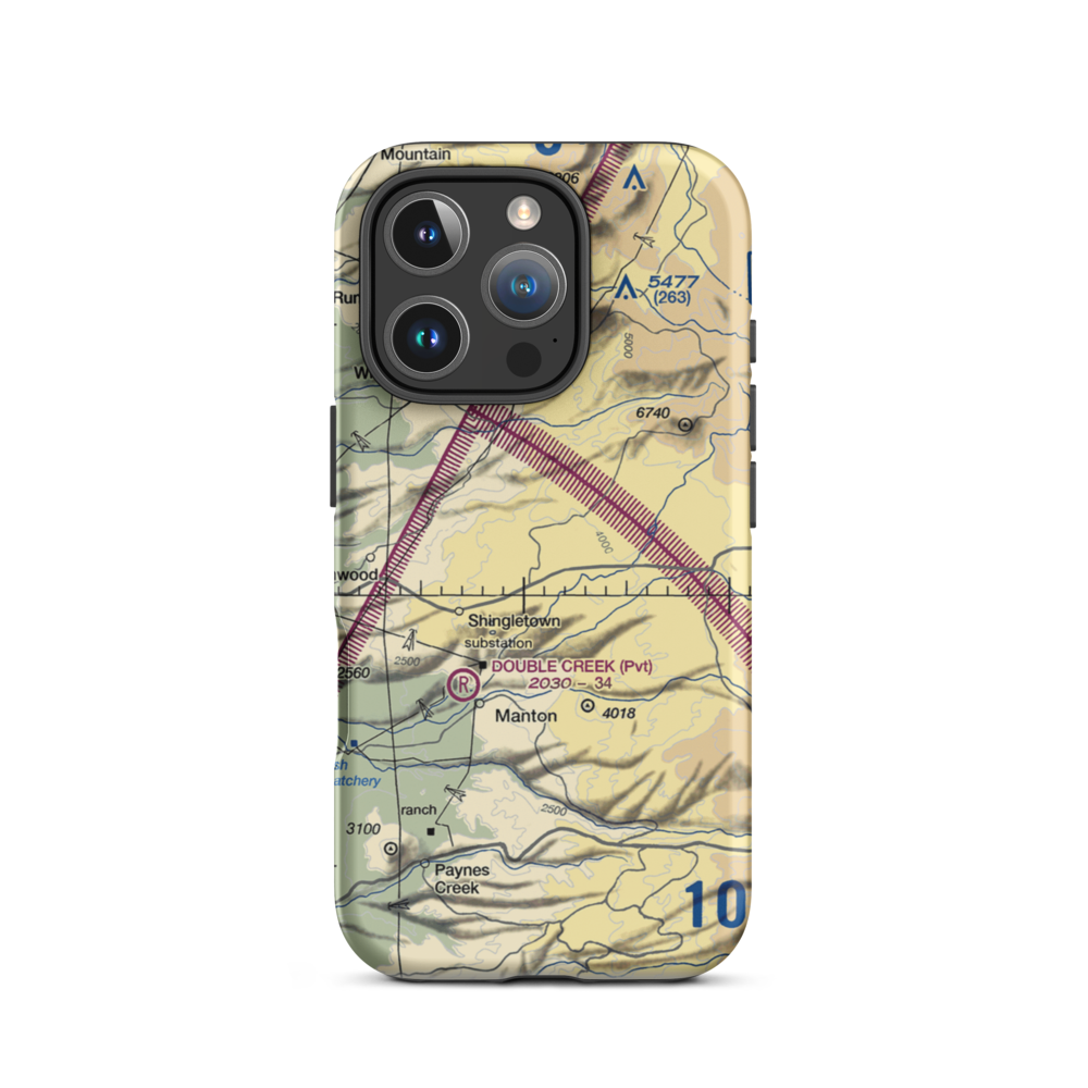 Shingletown Airport (0Q6) VFR Sectional  Tough iPhone Case iPhone 16 Pro model shown