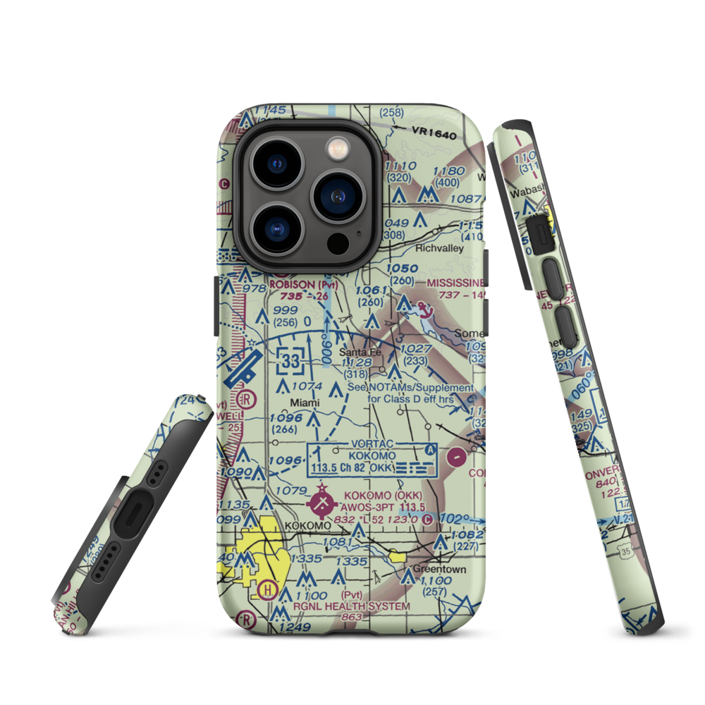 Shinn Bone Lane Airport (IN35) VFR Sectional  Tough iPhone Case iPhone 14 Pro model shown