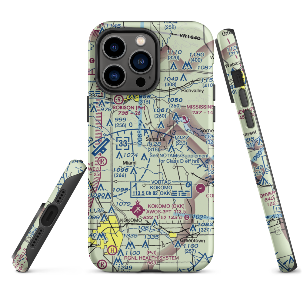 Shinn Bone Lane Airport (IN35) VFR Sectional  Tough iPhone Case iPhone 14 Pro Max model shown