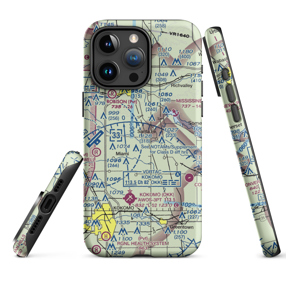 Shinn Bone Lane Airport (IN35) VFR Sectional  Tough iPhone Case iPhone 15 Pro Max model shown
