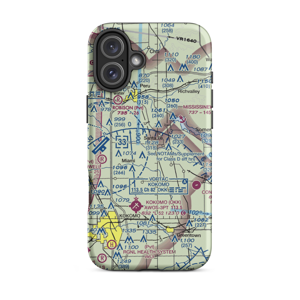 Shinn Bone Lane Airport (IN35) VFR Sectional  Tough iPhone Case iPhone 16 Plus model shown