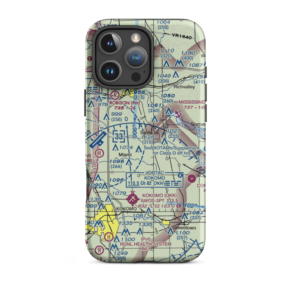 Shinn Bone Lane Airport (IN35) VFR Sectional  Tough iPhone Case iPhone 16 Pro Max model shown