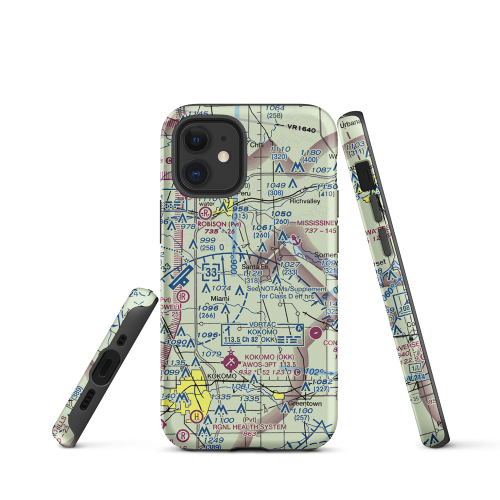 Shinn Bone Lane Airport (IN35) VFR Sectional  Tough iPhone Case iPhone 12 mini model shown