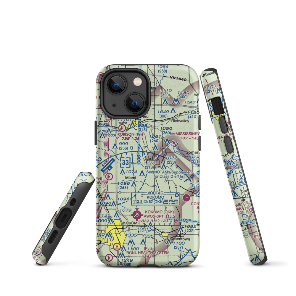 Shinn Bone Lane Airport (IN35) VFR Sectional  Tough iPhone Case iPhone 13 mini model shown