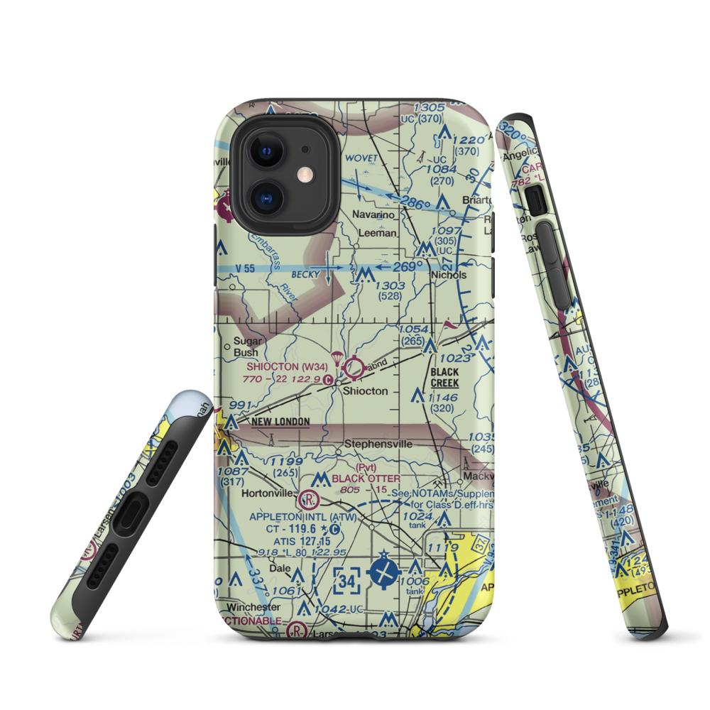 Shiocton Airport (W34) VFR Sectional  Tough iPhone Case iPhone 11 model shown