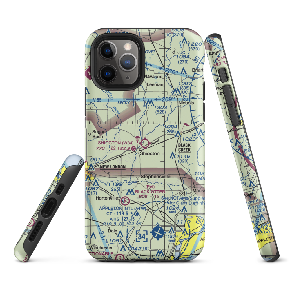 Shiocton Airport (W34) VFR Sectional  Tough iPhone Case iPhone 11 Pro model shown