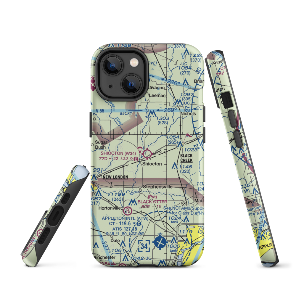 Shiocton Airport (W34) VFR Sectional  Tough iPhone Case iPhone 14 model shown