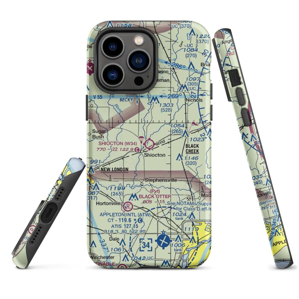 Shiocton Airport (W34) VFR Sectional  Tough iPhone Case iPhone 14 Pro Max model shown